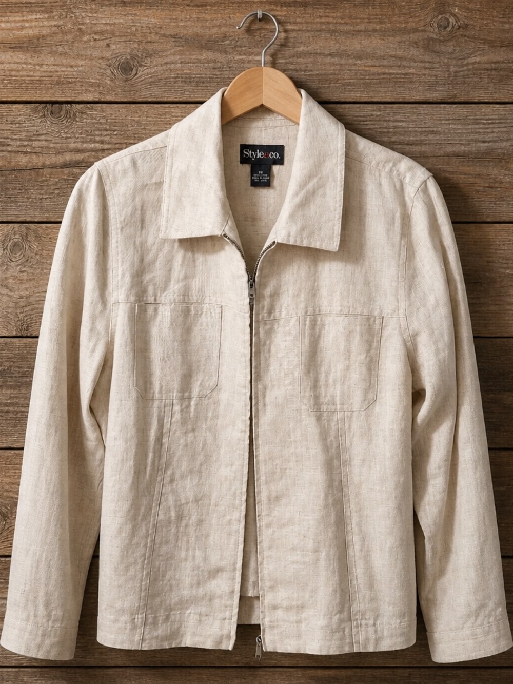 Style & Co. Men's Zip-Front Lightweight Jacket in Natural Beige